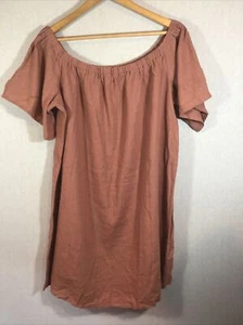 ASOS Dusky Pink Linen Blend Bardot Dress Size 20 - Picture 1 of 5