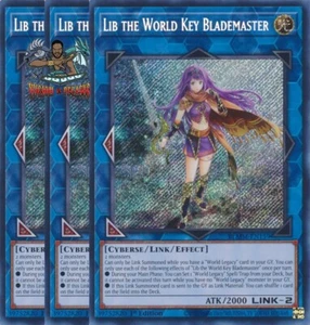 Yugioh! 3x Lib the World Key Blademaster BLMM-EN159 Secret Rare 1st Ed NM - Picture 1 of 1