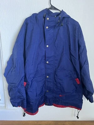 Vintage Nike Jacket Mens Large Blue Hooded 90s Y2K Ski Snowboard Rain Hike L Red - Image 1 of 4