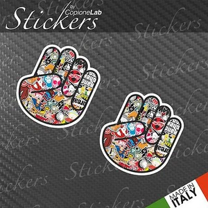 2 adesivi auto moto JDM sticker bomb Pugno small stickers bomb - Picture 1 of 1
