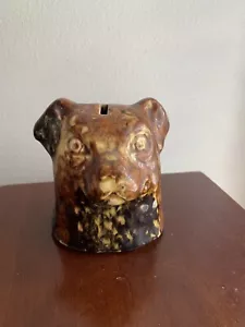 Vintage Antique Art Pottery Dog Head Still Coin Bank Roseville - Picture 1 of 9