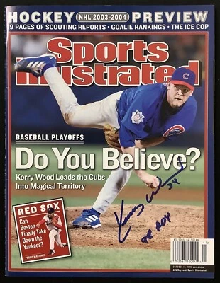 Kerry Wood Signed Sports Illustrated 10/13/03 No Label Chicago Cubs Auto JSA - Image 1 of 4