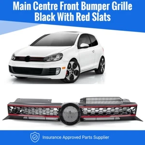 Fits VW Golf Mk6 2009-2013 Front Main Centre Grille Gti Only Black W/ Red Slats - Picture 1 of 12