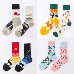 Mid-Calf Asymmetric Socks Unisex Ins Trendy Socks Cartoon Cotton Socks Creative - Picture 1 of 43
