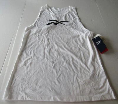 Reebok Womens 100% Cotton TE Graphic Vector Tank Top White Large Nwt - Image 1 of 4