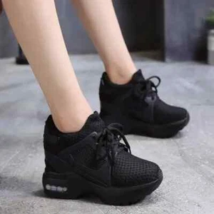 Women Sneakers Platform Shoes Wedge Women Shoes Breathable Net 9cm High Heel - Picture 1 of 26