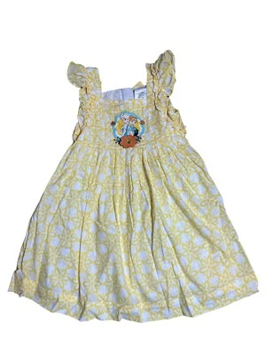 Anna & Elsa Girls Size 4 Yellow Floral Sleeveless Lined Dress Disney Store - Image 1 of 4