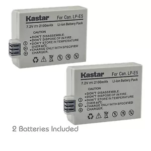 Kastar LP-E5 Battery for OEM Genuine Canon EOS Rebel T1i XS XSi 450D 500D 1000D - Picture 1 of 3