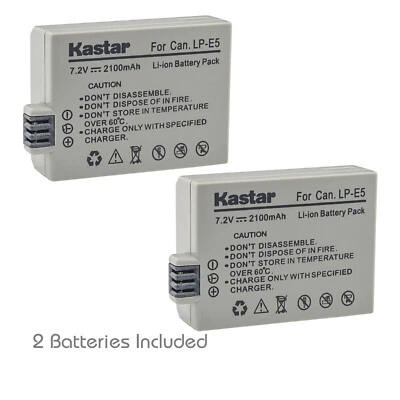 Batería Kastar LP-E5 para OEM Original Canon EOS Rebel T1i XS XSi 450D 500D 1000D Foto 1 de 3