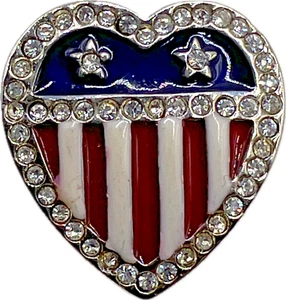 MMA Metropolitan Museum Art Patriotic Flag Heart Brooch Pin Costume Jewelry - Picture 1 of 7
