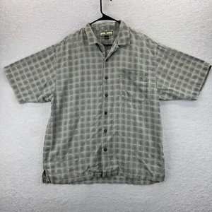 Tommy Bahama Men's Green 100% Silk Plaid Short Sleeve Button Up Shirt Size L - Picture 1 of 8