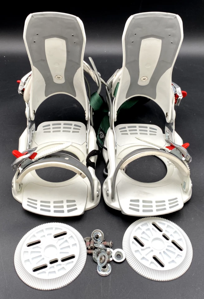FIJACIONES DE SNOWBOARD DRAKE F50 SEÑORA TALLA MEDIANA HECHAS EN ITALIA BLANCO CON ROJO Foto 1 de 4