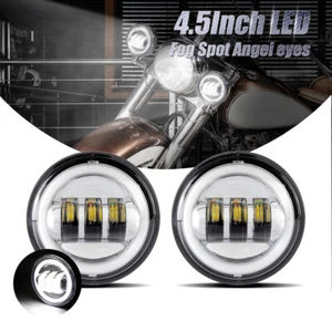 Par de luces antiniebla LED de 4,5" ojos de ángel cromadas para Harley Yamaha SUZUKI - Imagen 1 de 12