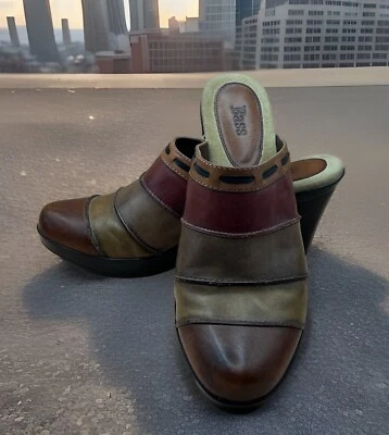 BASS Mujer Multicolor Cuero Redford Bloque Tacón Slide Brasil Talla 9M Usado en Excelente Condición Foto 1 de 4