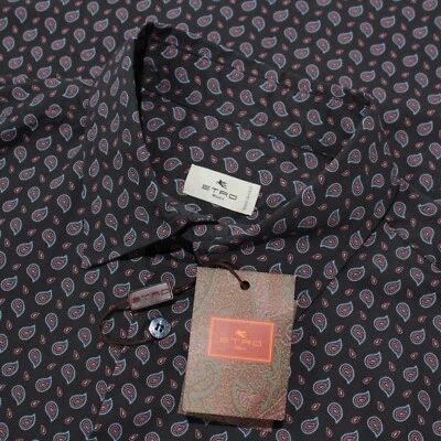 Etro NWT Button Down Dress Shirt Size 46 in Dark Blue/Multi Paisley Print - Image 1 of 4