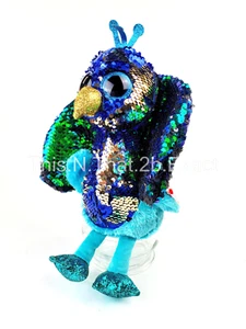 2019 TY 9" MEDIUM Flippables TYSON Pfau Beanie Boos Pailletten mit Ty Herz Etikett - Bild 1 von 18