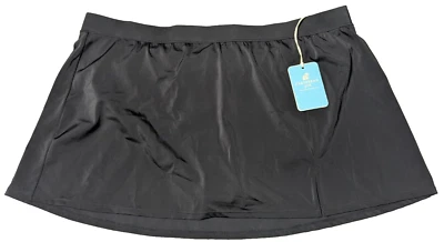 CARIBBEAN JOE Mujer Plus 24W Negro Elastizado Nylon Abertura Lateral Forrado Falda de Natación NUEVA Foto 1 de 4