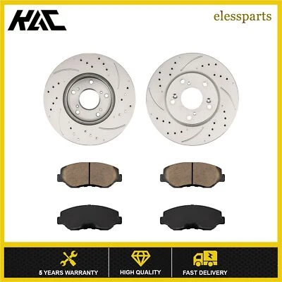 Front Drilled Rotors Brake Pads For Honda Accord 2003-2007 2.4L LX LX-P - Image 1 of 4