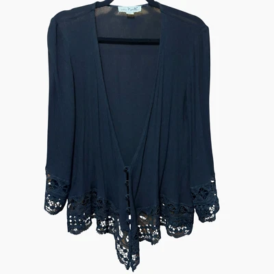 Simply Noelle Lightweight Cardigan Black Lace Trim Whimsigoth Dark Fairy Sz S/M - Изображение 1 из 4