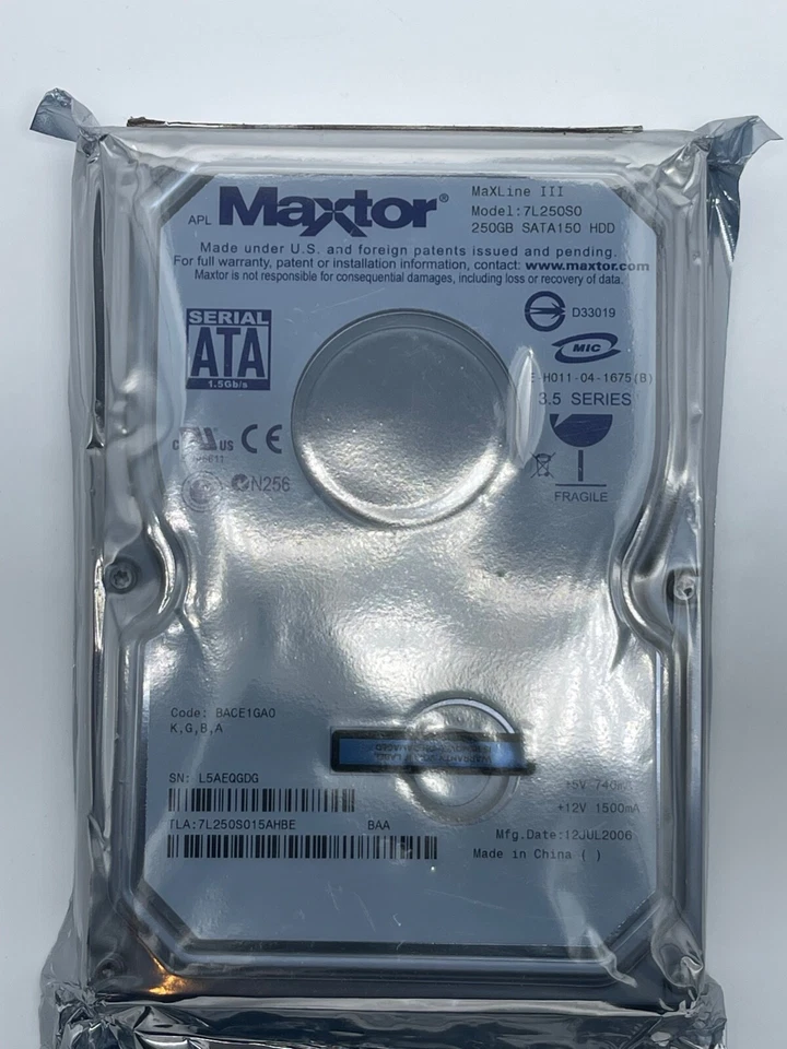 NEW! Maxtor MAXLINE III 250GB JL250S0 7.2K RPM 8MB Cache 3.5" SATA HDD - Image 1 of 3
