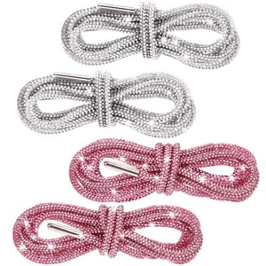 2 Pair 55 Inch Rhinestone Shoe Laces Rope Glitter Shoe Laces Shiny Hoodie String - Picture 1 of 7