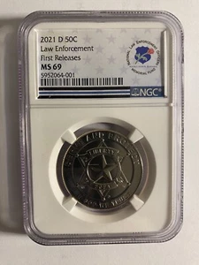 2021-D UNC Clad 50c National Law Enforcement Half NGC MS69 First Release - Picture 1 of 2