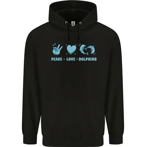 Peace Love Dolphins Sea life Childrens Kids Hoodie - Picture 1 of 84