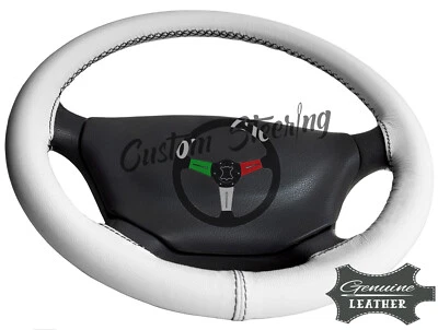 PARA VOLKSWAGEN VW TOUAREG 2016-2021 CUBIERTA VOLANTE CUERO REAL BLANCO Foto 1 de 4