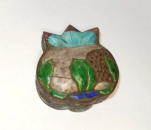 OLD CHINESE SILVER GILT BRONZE CLOISONNE REPOUSSE ENAMEL FRUIT DESIGN JAR BOX - Picture 1 of 6