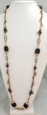 Collar de cadena larga Coldwater Creek Boho mezclado metal madera borla flecos Foto 1 de 4