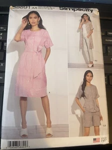 Simplicity Pattern S8891 Miss Dress 2 Lengths~Tie Belt~Top~Pants~Shorts Sz 10-18 - Picture 1 of 2