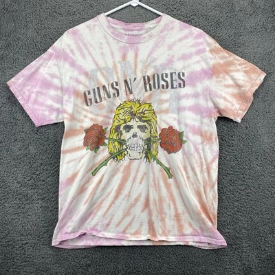 Camiseta Guns N Roses Hombre L Tie Dye Calavera Rosas Flores Algodón Crew Foto 1 de 4