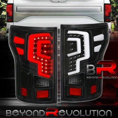 For 2015-2020 F150 Black LED Tube Rear Tail Lights Brake Stop Signal Lamps Pair - Image 1 of 4