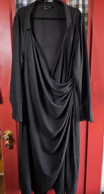 Vestido para mujer Asos negro manga larga profundo cuello en V imitación envolvente talla grande 24 nuevo sin etiquetas Foto 1 de 4