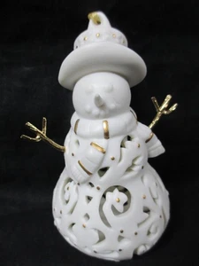 Wedgwood Jasperware Snowman Ornament White & Gold - Picture 1 of 6