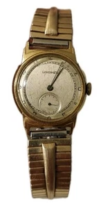 VINTAGE LONGINES MEN'S WRISTWATCH 14 KT G.F. WORKING VERY EARLY DECO BAND - Picture 1 of 11