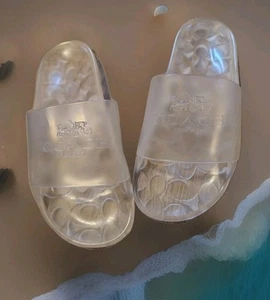 NEW WOMENS COACH ULYSSA RUBBER SUMMER JELLY SLIDES SANDALS SIZE 6 CLEAR - Picture 1 of 4