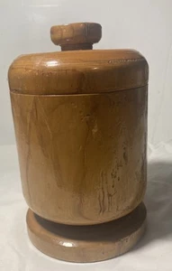 Wood storage Canister Container Tabasco Jar Ash wood , Handmade. Vintage READ - Picture 1 of 11