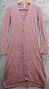 Free People Date Night Vestito Maglione A Costine Bottoni Donna XS Rosa - Foto 1 di 12