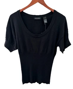 Axcess by Liz Claiborne Women's Short Sleeve Black Pullover Sweater Medium NWT - Picture 1 of 4