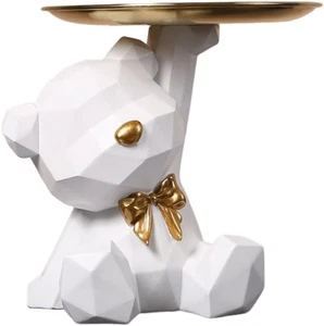 Statua Orso Geometrico Con Vassoio, Svuota Tasche Da Ingresso Design, Svuotatasc - Foto 1 di 12