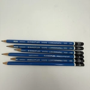 Staedtler Mars Lumograph 4B 100-4B Drawing Pencils set of 6 Germany 2B 5H 2H HB - Picture 1 of 4