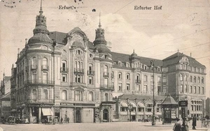 AK Erfurt Hotel Erfurter Hof Strand Thüringen gelaufen Postkarte - Bild 1 von 2