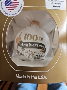 Historic Hotel Bethlehem 100th Anniversary Christmas Ornament. Ball 3” 2022 - Picture 1 of 5