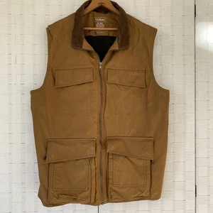 LL Bean Vest Mens XL Brown Cargo Barn Utility Tactical Hunting Outdoor Corduroy - Picture 1 of 9