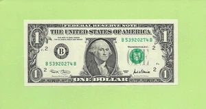 2001 ..UNCIRC $1  B 5392 0274 B  .... 2001 $1  B-B        NICE NOTE     FRN - Picture 1 of 2