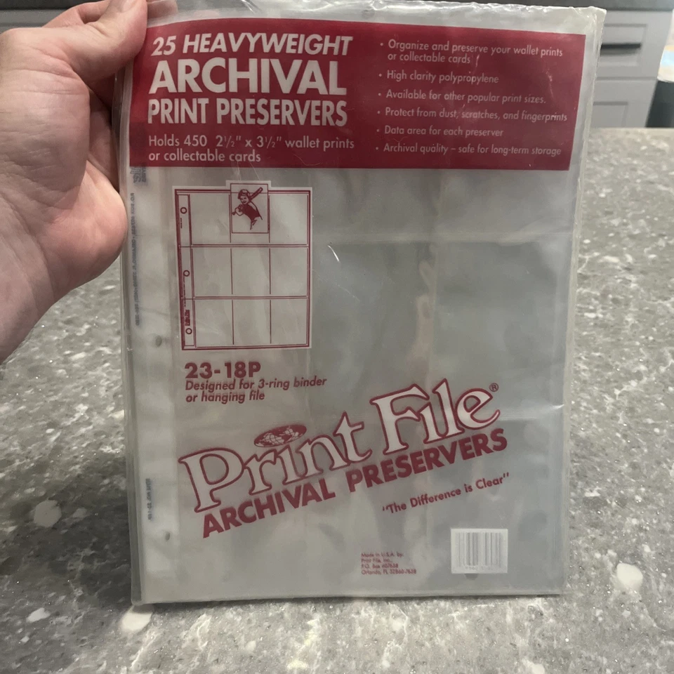 Print File 23-18p Archival Print Preservers Collectible Card 3-hole  25 Sheets - Image 1 of 2