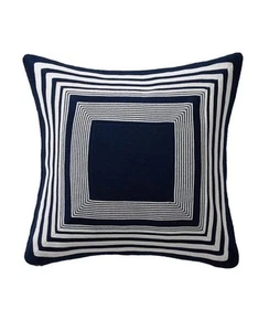 Ralph Lauren Harlow Navy/White Knit Decorative Throw Pillow 20" X 20" $215 - Picture 1 of 7