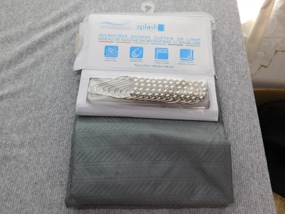 Nuevo revestimiento de cortina de ducha de microfibra Splash Home 70x72 ganchos de baño impermeables Foto 1 de 4