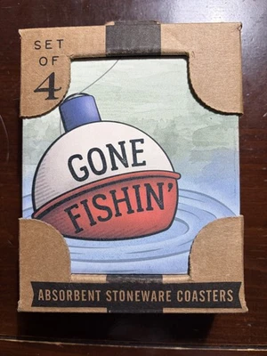 Набор из 4 рыболовных подставок Carson Absorbent Stoneware (с пробковой подложкой) - Изображение 1 из 4